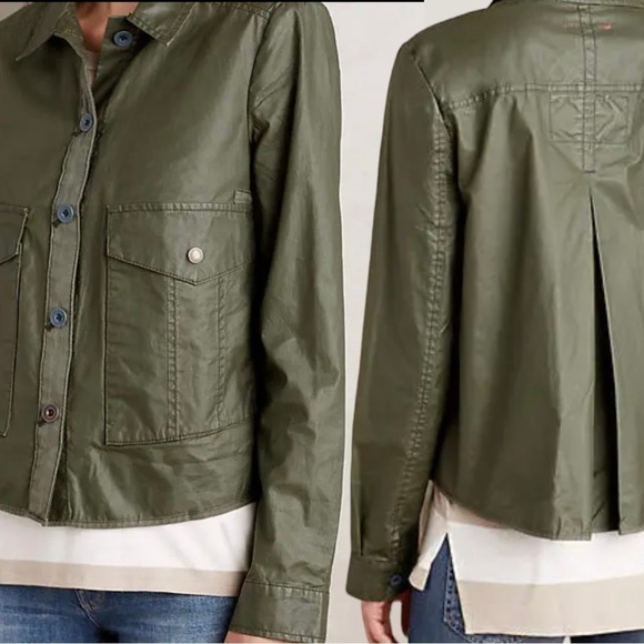 Anthropologie Hei Hei Coated / Waxed Army Green 
Military Utility Swing Jacket S - Picture 5 of 14